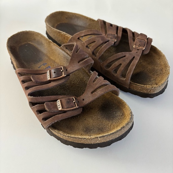 Birkenstock Women’s Brown Leather Strappy Sandals Size 9 US 40 EU shoes - Picture 2 of 9